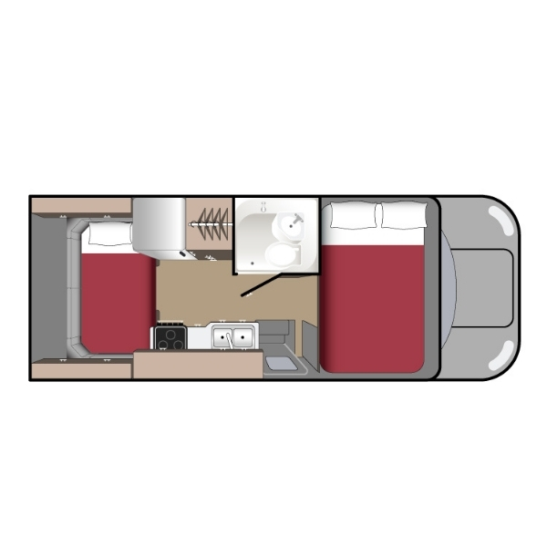 Class C Motorhome-Small (C-Small), , floor-plans-night image number 0